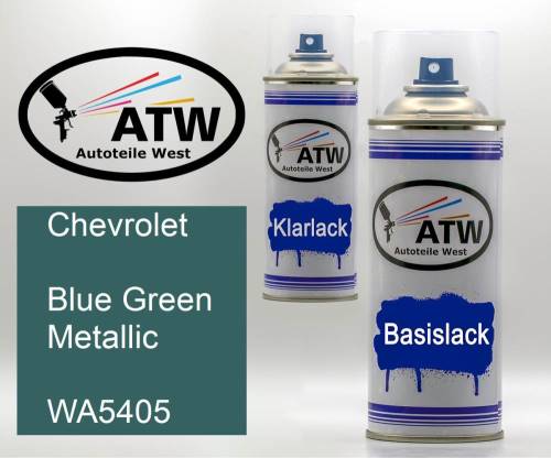 Chevrolet, Blue Green Metallic, WA5405: 400ml Sprühdose + 400ml Klarlack - Set, von ATW Autoteile West.